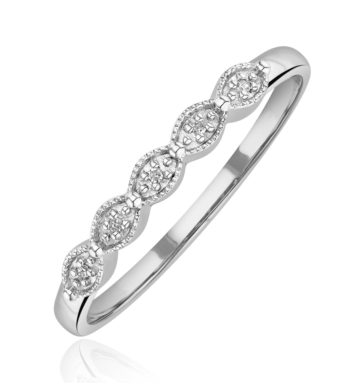 Half Eternity Ring 0.02CT Diamond 9K White Gold